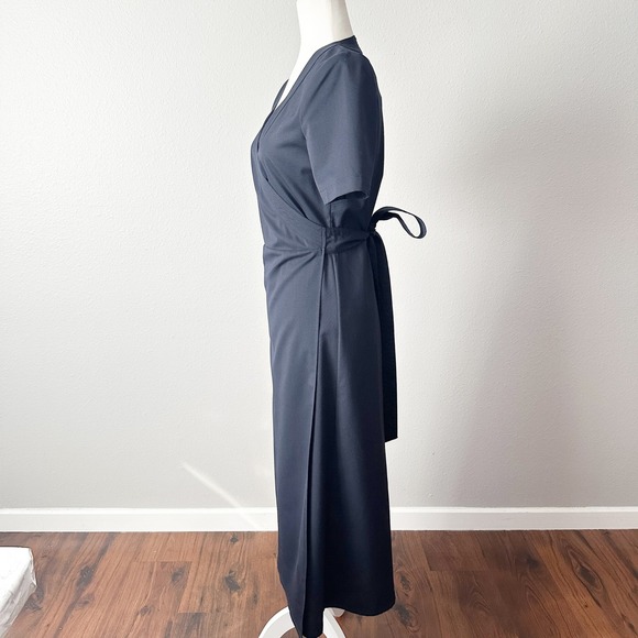 Soeur Phenomene Navy Blue Short Sleeve Wrap Midi Dress FR Size 36 US Size 4 NEW - Picture 6 of 15